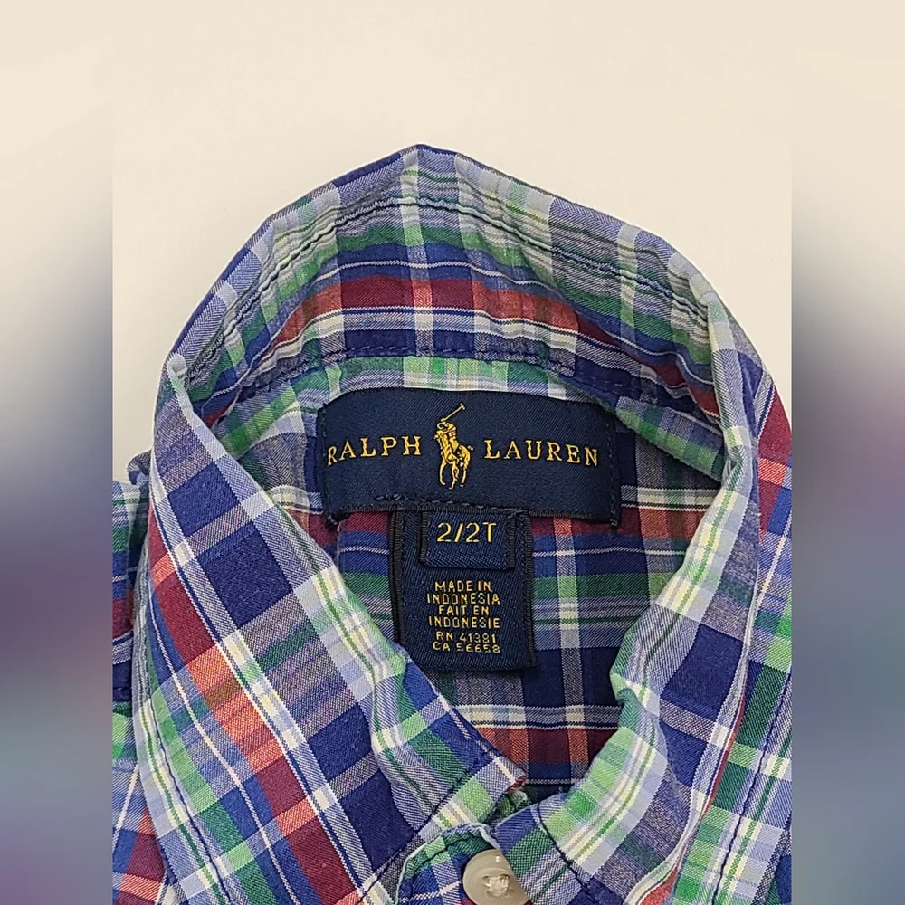 Ralph Lauren toddler boys' button down shirt and coordinating shorts siz…